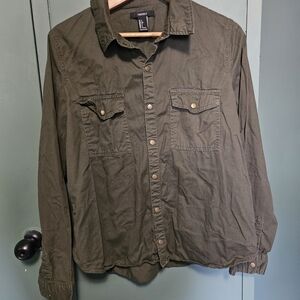 Forever 21 Green Lightweight Shirt Jacket